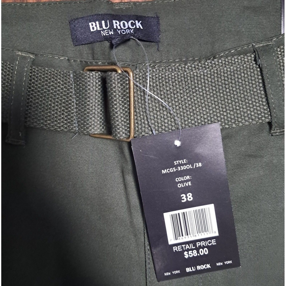 Blu Rock Men's‎ Cargo Shorts, Olive, Size 38, 24 in long